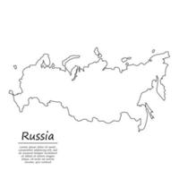 Simple outline map of Russia, in sketch line style vector