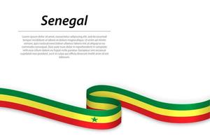 Waving ribbon or banner with flag of Senegal vector