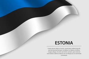 Wave flag of Estonia on white background. Banner or ribbon vecto vector