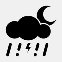 icono trueno tormenta noche. clima elementos símbolo. íconos en glifo estilo. bueno para huellas dactilares, web, teléfono inteligente aplicación, carteles, infografía, logo, firmar, etc. vector