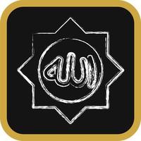 Icon Allah word. Islamic elements of Ramadhan, Eid Al Fitr, Eid Al Adha. Icons in chalk style. Good for prints, posters, logo, decoration, greeting card, etc. vector