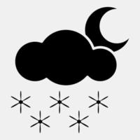 Icon snowing night. Weather elements symbol. Icons in glyph style. Good for prints, web, smartphone app, posters, infographics, logo, sign, etc. vector