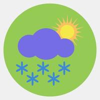 Icon snowing with sun. Weather elements symbol. Icons in color mate style. Good for prints, web, smartphone app, posters, infographics, logo, sign, etc. vector