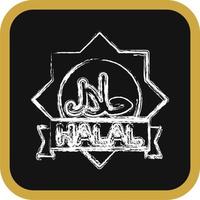 Icon halal. Islamic elements of Ramadhan, Eid Al Fitr, Eid Al Adha. Icons in chalk style. Good for prints, posters, logo, decoration, greeting card, etc. vector