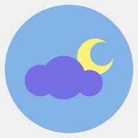 Icon cloudy night. Weather elements symbol. Icons in color mate style. Good for prints, web, smartphone app, posters, infographics, logo, sign, etc. vector