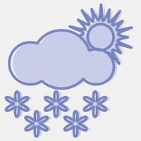 Icon snowing with sun. Weather elements symbol. Icons in two tone style. Good for prints, web, smartphone app, posters, infographics, logo, sign, etc. vector