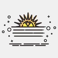 icono puesta de sol. clima elementos símbolo. íconos en mbe estilo. bueno para huellas dactilares, web, teléfono inteligente aplicación, carteles, infografía, logo, firmar, etc. vector