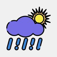 Icon rain with sun. Weather elements symbol. Icons in filled line style. Good for prints, web, smartphone app, posters, infographics, logo, sign, etc. vector