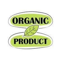 Organic product badge with a leaf. Organically pure business vector