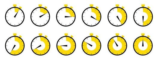 Horizontal set of analog clock icon vector