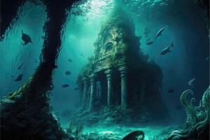 Sunken city, legendary tales, underwater exploration photo