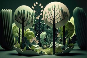 Replica forest paper art. photo