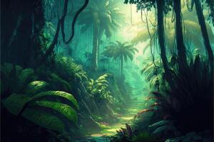 Vast tropical forest. AI Generated photo