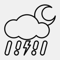 Icon thunder storm night. Weather elements symbol. Icons in line style. Good for prints, web, smartphone app, posters, infographics, logo, sign, etc. vector