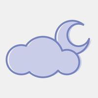 Icon cloudy night. Weather elements symbol. Icons in two tone style. Good for prints, web, smartphone app, posters, infographics, logo, sign, etc. vector