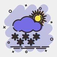 icono nevando con Dom. clima elementos símbolo. íconos en cómic estilo. bueno para huellas dactilares, web, teléfono inteligente aplicación, carteles, infografía, logo, firmar, etc. vector