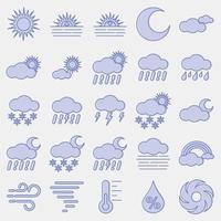 icono conjunto de clima. clima elementos símbolo. íconos en dos tono estilo. bueno para huellas dactilares, web, teléfono inteligente aplicación, carteles, infografía, logo, firmar, etc. vector