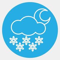 icono nevando noche. clima elementos símbolo. íconos en azul redondo estilo. bueno para huellas dactilares, web, teléfono inteligente aplicación, carteles, infografía, logo, firmar, etc. vector