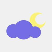 icono nublado noche. clima elementos símbolo. íconos en plano estilo. bueno para huellas dactilares, web, teléfono inteligente aplicación, carteles, infografía, logo, firmar, etc. vector