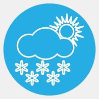 Icon snowing with sun. Weather elements symbol. Icons in blue round style. Good for prints, web, smartphone app, posters, infographics, logo, sign, etc. vector