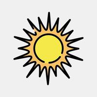 icono soleado. clima elementos símbolo. íconos en lleno línea estilo. bueno para huellas dactilares, web, teléfono inteligente aplicación, carteles, infografía, logo, firmar, etc. vector