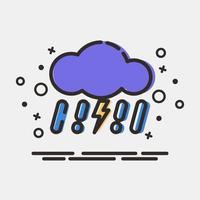 icono trueno tormenta. clima elementos símbolo. íconos en mbe estilo. bueno para huellas dactilares, web, teléfono inteligente aplicación, carteles, infografía, logo, firmar, etc. vector