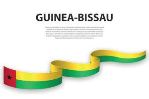 Waving ribbon or banner with flag of Guinea-Bissau vector