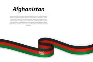 Waving ribbon or banner with flag of Afghanistan vector