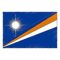 Hand drawn sketch flag of Marshall Islands. doodle style icon vector