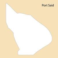 High Quality map of Port Said is a region of Egypt vector