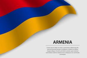 Wave flag of Armenia on white background. Banner or ribbon vecto vector