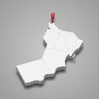 musandam región ubicación dentro Omán 3d mapa vector