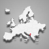 montenegro país ubicación dentro Europa 3d mapa vector