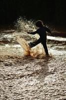 Children in Kashgar, Xinjiang play happily in the water photo