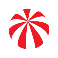 plastic ball with red and white stripes png
