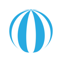 plastic ball with blue and white stripes png