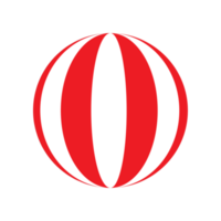 plastic ball with red and white stripes png