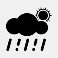 Icon rain with sun. Weather elements symbol. Icons in glyph style. Good for prints, web, smartphone app, posters, infographics, logo, sign, etc. vector