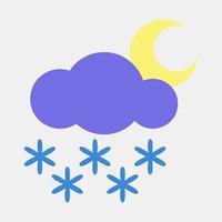 Icon snowing night. Weather elements symbol. Icons in flat style. Good for prints, web, smartphone app, posters, infographics, logo, sign, etc. vector
