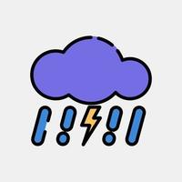 Icon thunder storm. Weather elements symbol. Icons in filled line style. Good for prints, web, smartphone app, posters, infographics, logo, sign, etc. vector