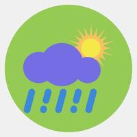 Icon rain with sun. Weather elements symbol. Icons in color mate style. Good for prints, web, smartphone app, posters, infographics, logo, sign, etc. vector