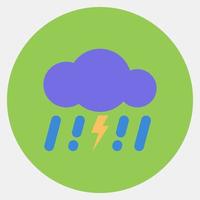 Icon thunder storm. Weather elements symbol. Icons in color mate style. Good for prints, web, smartphone app, posters, infographics, logo, sign, etc. vector