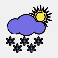 Icon snowing with sun. Weather elements symbol. Icons in filled line style. Good for prints, web, smartphone app, posters, infographics, logo, sign, etc. vector