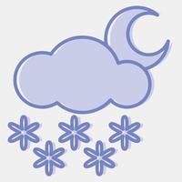 Icon snowing night. Weather elements symbol. Icons in two tone style. Good for prints, web, smartphone app, posters, infographics, logo, sign, etc. vector