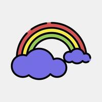 Icon rainbow. Weather elements symbol. Icons in filled line style. Good for prints, web, smartphone app, posters, infographics, logo, sign, etc. vector