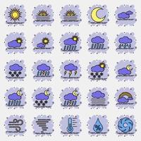 Icon set of weather. Weather elements symbol. Icons in comic style. Good for prints, web, smartphone app, posters, infographics, logo, sign, etc. vector