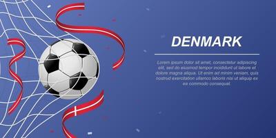 Soccer background with flying ribbons in colors of the flag of Denmark vector