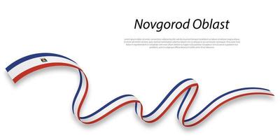 Waving ribbon or stripe with flag of Novgorod Oblast vector