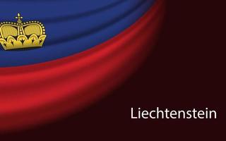 Wave flag of Liechtenstein on dark background. Banner or ribbon vector