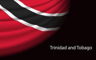 Wave flag of Trinidad and Tobago on dark background. vector